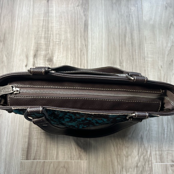 Elegant Turquoise and Brown Shoulder Bag - Picture 6 of 10